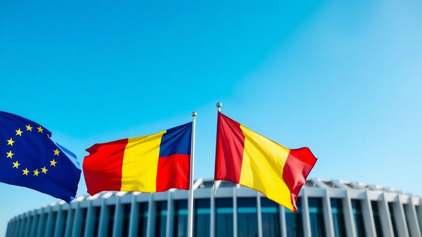 Steagurile UE și România în fața Parlamentului European